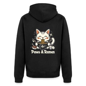 Drôles de pattes de chat et Ramen Kawai - Veste à capuche bio Premium Unisexe - noir - Dos - Nico (187cm)