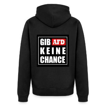 Gib afd keine chance - Unisex Premium Bio Zip Hoodie - Schwarz - Hinten - Nico (187cm)