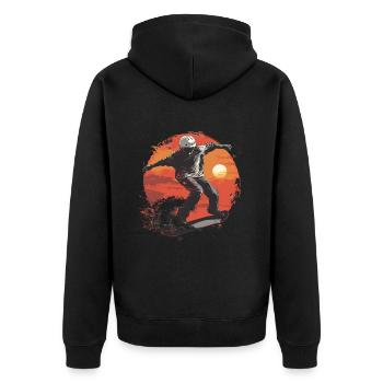 Skateboarder Skateboard Skate Skater Sonne - Unisex Premium Bio Zip Hoodie - Schwarz - Hinten - Nico (187cm)