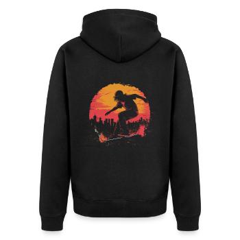 Skateboarder Skateboard Skate Skater Sonne - Unisex Premium Bio Zip Hoodie - Schwarz - Hinten - Nico (187cm)