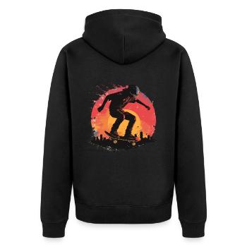 Skateboarder Skateboard Skate Skater Sonne - Unisex Premium Bio Zip Hoodie - Schwarz - Hinten - Nico (187cm)