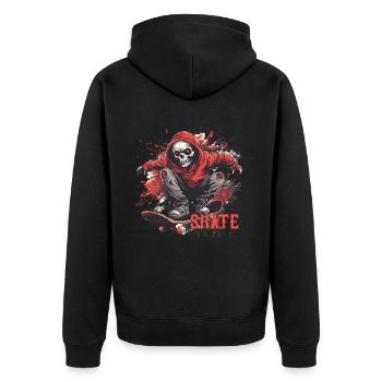Skeleton Skull Skater Skateboarder Skateboard - Unisex Premium Organic Zip Hoodie - black - Back - Nico (187cm)