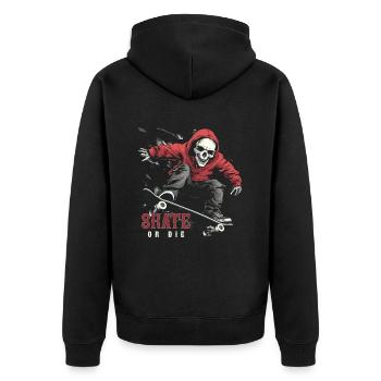 Skeleton Skull Skater Skateboarder Skateboard - Unisex Premium Organic Zip Hoodie - black - Back - Nico (187cm)
