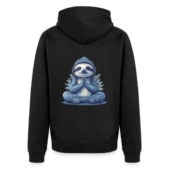 Yoga, Sloth, Relaxation, Chilling, Meditation - Unisex Premium Organic Zip Hoodie - black - Back - Nico (187cm)