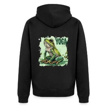 Yoga Frosch Entspannung Chillen Meditation - Unisex Premium Bio Zip Hoodie - Schwarz - Hinten - Nico (187cm)