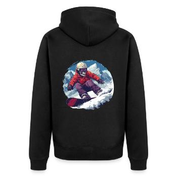 Totenkopf Snowboarder Snowboarden Apres Ski - Unisex Premium Bio Zip Hoodie - Schwarz - Hinten - Nico (187cm)