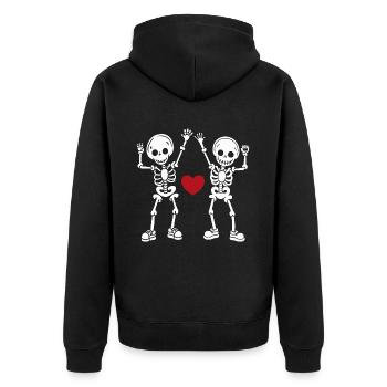 Squelettes dansants, crânes, Halloween - Veste à capuche bio Premium Unisexe - noir - Dos - Nico (187cm)