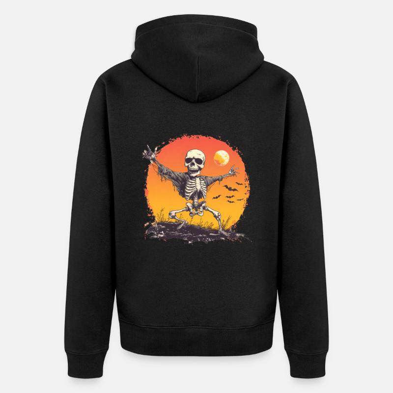 Danse Squelette Crâne Halloween - Veste à capuche bio Premium Unisexe - noir