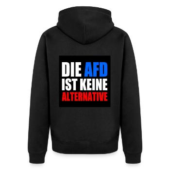 die afd ist keine alternative - Unisex Premium Bio Zip Hoodie - Schwarz - Hinten - Nico (187cm)