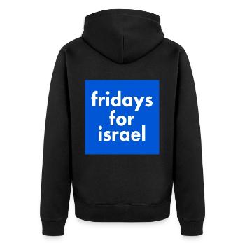 Fridays for israel - Unisex Premium Bio Zip Hoodie - Schwarz - Hinten - Nico (187cm)