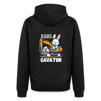The Easter Bunny Pun Eggscavator - Unisex Premium Organic Zip Hoodie - black - Back - Nico (187cm)