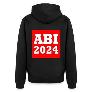 Abi 2024 - Unisex Premium Bio Zip Hoodie - Schwarz - Hinten - Nico (187cm)