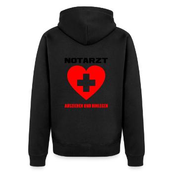 Karneval Fasching Fasnet Notarzt Kostüm - Unisex Premium Bio Zip Hoodie - Schwarz - Hinten - Nico (187cm)