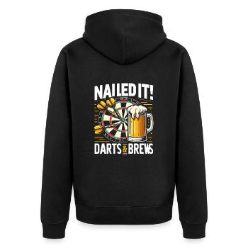 Nailed It! Darts & Brews - Unisex Premium Organic Zip Hoodie - black - Back - Nico (187cm)