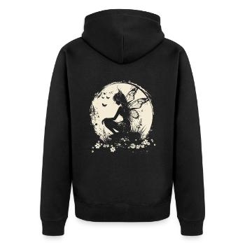 Fee Elfe Mond Märchen Fabelwesen - Unisex Premium Bio Zip Hoodie - Schwarz - Hinten - Nico (187cm)