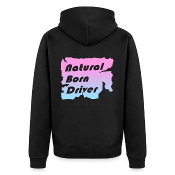 Natural Born Driver – Miami Sunset - Unisex Premium Organic Zip Hoodie - black - Back - Nico (187cm)