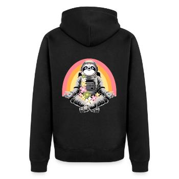 Faultier macht Yoga - Unisex Premium Bio Zip Hoodie - Schwarz - Hinten - Nico (187cm)