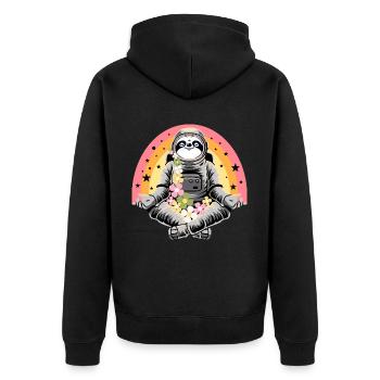 Faultier macht Yoga - Unisex Premium Bio Zip Hoodie - Schwarz - Hinten - Nico (187cm)