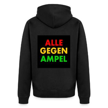 Alle gegen ampel - Unisex Premium Bio Zip Hoodie - Schwarz - Hinten - Nico (187cm)