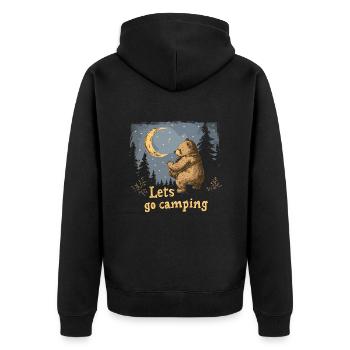 Lets Go Camping Bär - Unisex Premium Bio Zip Hoodie - Schwarz - Hinten - Nico (187cm)
