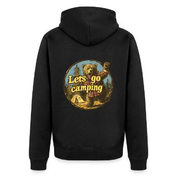 Lets Go Camping Bär - Unisex Premium Bio Zip Hoodie - Schwarz - Hinten - Nico (187cm)