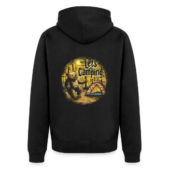 Lets Go Camping Bär - Unisex Premium Bio Zip Hoodie - Schwarz - Hinten - Nico (187cm)