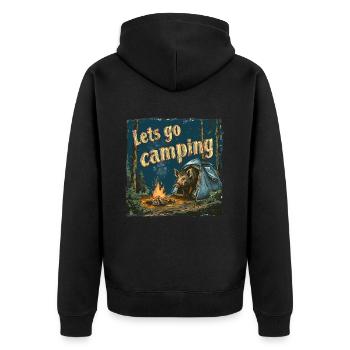 Lets Go Camping Wild Boar Adventure Camping - Unisex Premium Organic Zip Hoodie - black - Back - Nico (187cm)
