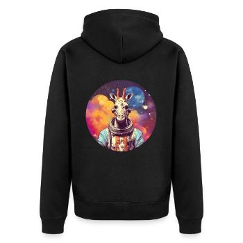 Cosmic Giraffe - Unisex Premium Bio Zip Hoodie - Schwarz - Hinten - Nico (187cm)