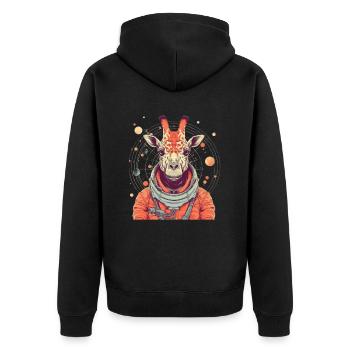 Space Giraffe - Unisex Premium Bio Zip Hoodie - Schwarz - Hinten - Nico (187cm)