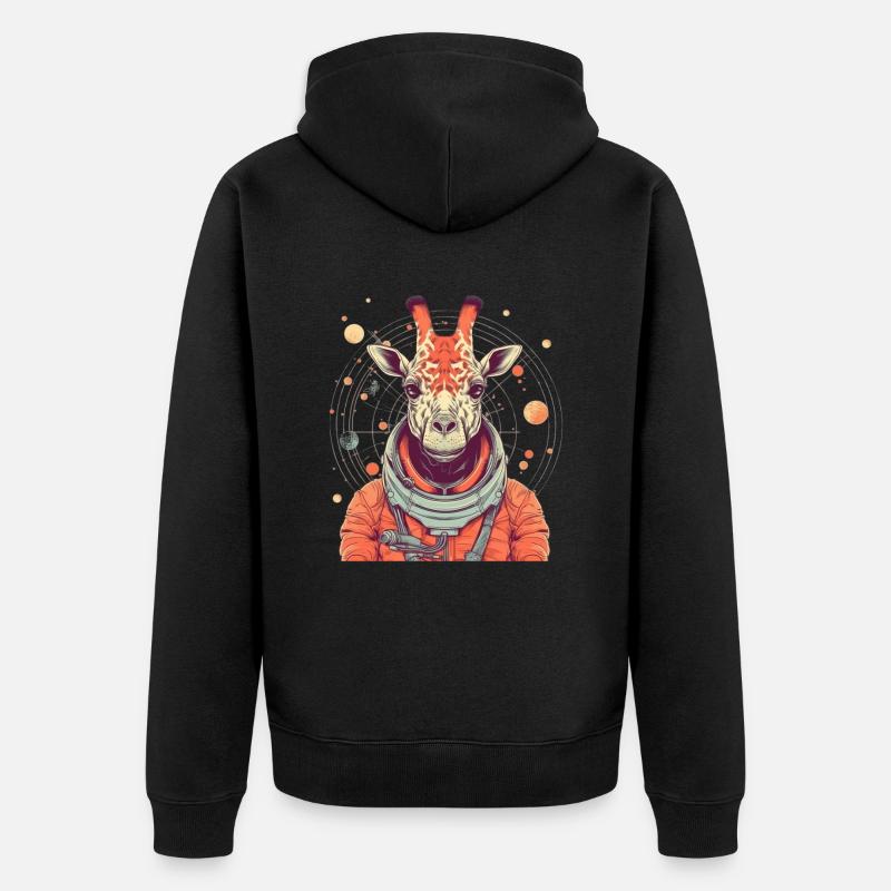 Space Giraffe - Unisex Premium Bio Zip Hoodie - Schwarz