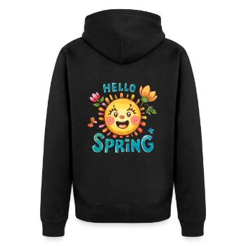 Bonjour le printemps Bonjour les fleurs de soleil de printemps - Veste à capuche bio Premium Unisexe - noir - Dos - Nico (187cm)