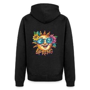 Printemps Printemps Fleurs De Soleil - Veste à capuche bio Premium Unisexe - noir - Dos - Nico (187cm)