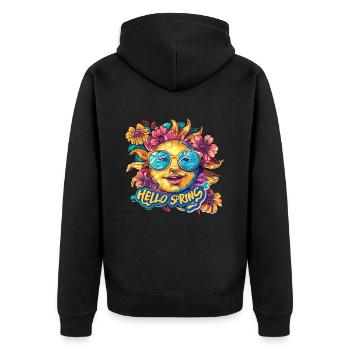Bonjour le printemps Bonjour les fleurs de soleil de printemps - Veste à capuche bio Premium Unisexe - noir - Dos - Nico (187cm)