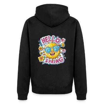 Bonjour le printemps Bonjour les fleurs de soleil de printemps - Veste à capuche bio Premium Unisexe - noir - Dos - Nico (187cm)