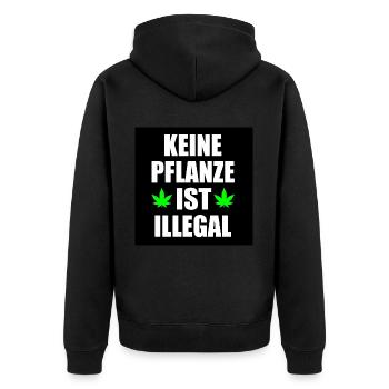 keine pflanze ist illegal - Unisex Premium Bio Zip Hoodie - Schwarz - Hinten - Nico (187cm)