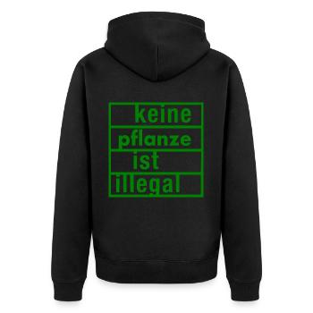 keine pflanze ist illegal - Unisex Premium Bio Zip Hoodie - Schwarz - Hinten - Nico (187cm)