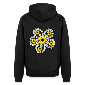daisies, sunflowers, blossom, daisies, floral - Unisex Premium Organic Zip Hoodie - black - Back - Nico (187cm)