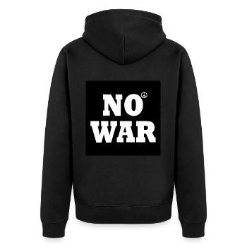 No war - Unisex Premium Organic Zip Hoodie - black - Back - Nico (187cm)