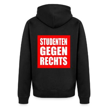 Studenten gegen rechts - Unisex Premium Bio Zip Hoodie - Schwarz - Hinten - Nico (187cm)