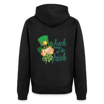 Leprechaun Kobold St. Patricks Day Irland - Unisex Premium Bio Zip Hoodie - Schwarz - Hinten - Nico (187cm)