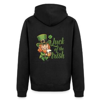 Leprechaun Kobold St. Patricks Day Irland - Unisex Premium Bio Zip Hoodie - Schwarz - Hinten - Nico (187cm)