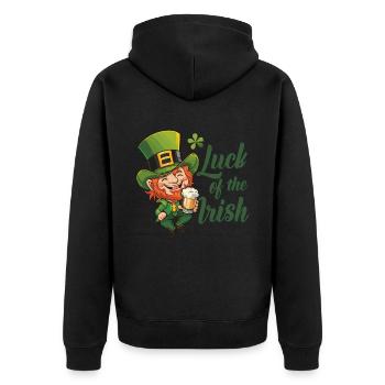 Leprechaun Kobold St. Patricks Day Irland - Unisex Premium Bio Zip Hoodie - Schwarz - Hinten - Nico (187cm)