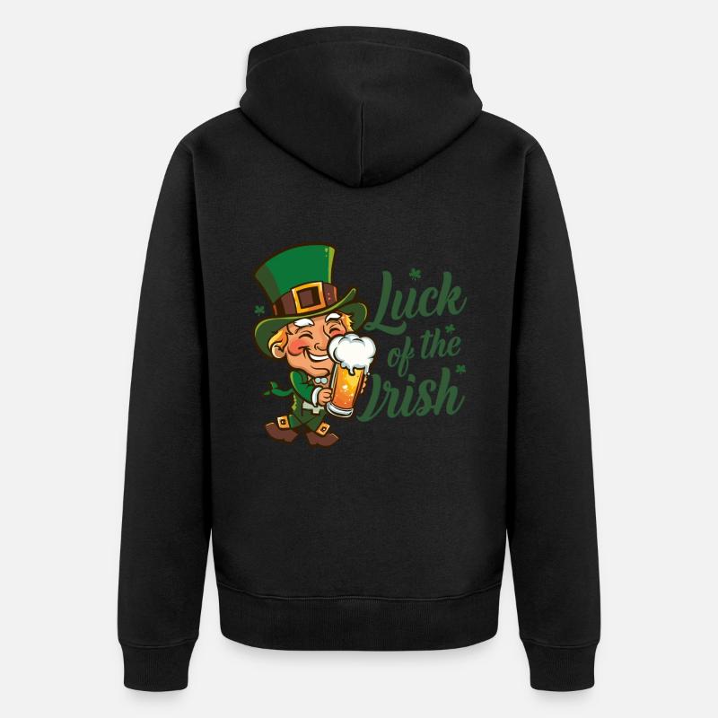 Leprechaun Leprechaun Saint-Patrick Irlande - Veste à capuche bio Premium Unisexe - noir