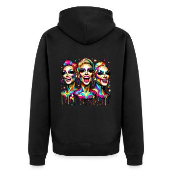 Glanzvolles Trio - Glamorous Trio - Unisex Premium Bio Zip Hoodie - Schwarz - Hinten - Nico (187cm)