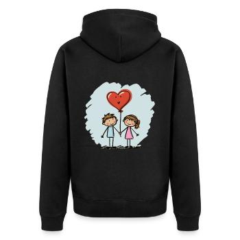 Amoureux, Figurines allumettes, Couples, Saint-Valentin - Veste à capuche bio Premium Unisexe - noir - Dos - Nico (187cm)