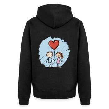 Amoureux, Figurines allumettes, Couples, Saint-Valentin - Veste à capuche bio Premium Unisexe - noir - Dos - Nico (187cm)