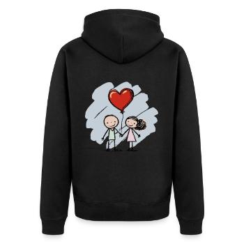 Amoureux, Figurines allumettes, Couples, Saint-Valentin - Veste à capuche bio Premium Unisexe - noir - Dos - Nico (187cm)