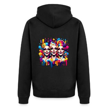 Queens' Jubel - Queens' Cheer - Unisex Premium Bio Zip Hoodie - Schwarz - Hinten - Nico (187cm)