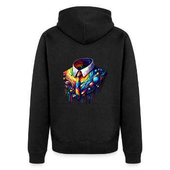 Galaktischer Anzug - Galactic Suit - Unisex Premium Bio Zip Hoodie - Schwarz - Hinten - Nico (187cm)
