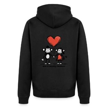 Singes Amoureux Bâton Figure Couple - Veste à capuche bio Premium Unisexe - noir - Dos - Nico (187cm)